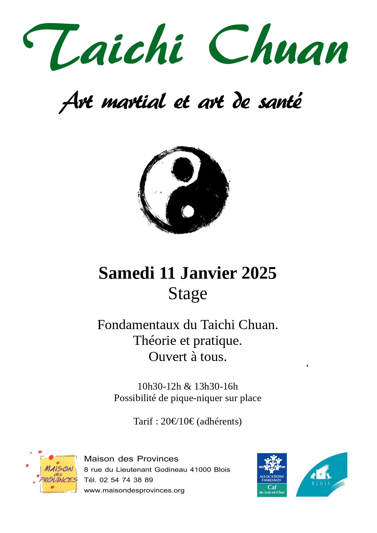 [Blois] Stage : Les fondamentaux du Tai Chi Chuan 11/01/2025